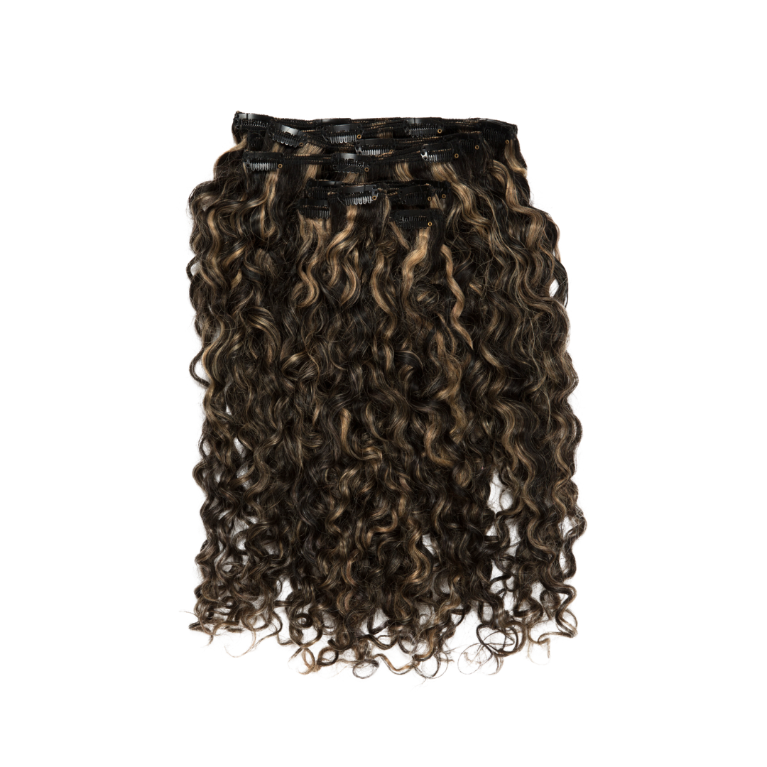 Exotic Curly 185g Clip-in Set - Natural Black/Honey Blonde Highlights
