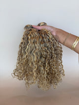 Set of 2 Custom 18" 120g Classic Clip-in Set Island Curly Ash Blonde Mix