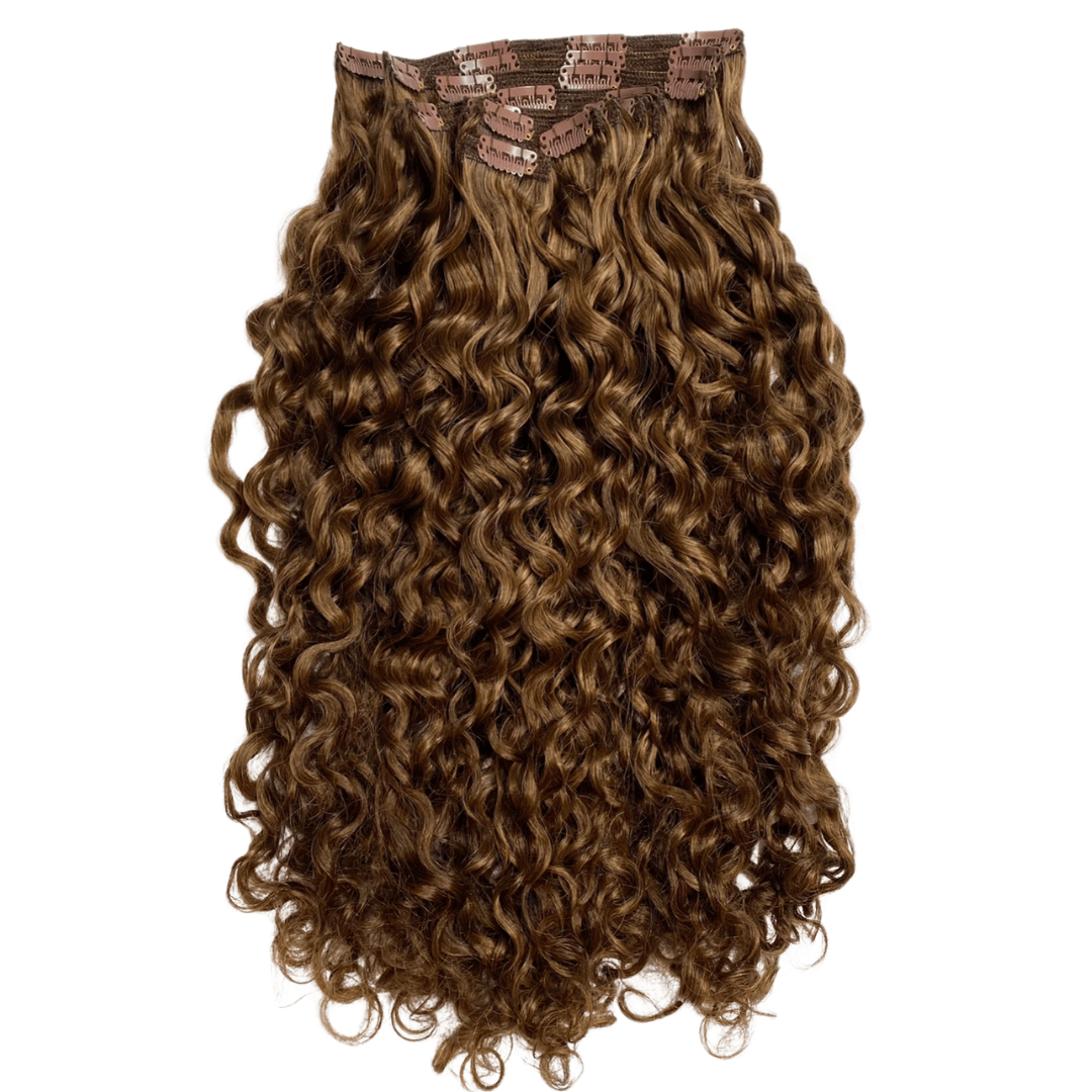 Exotic Curly Medium Brown Clip-in Set